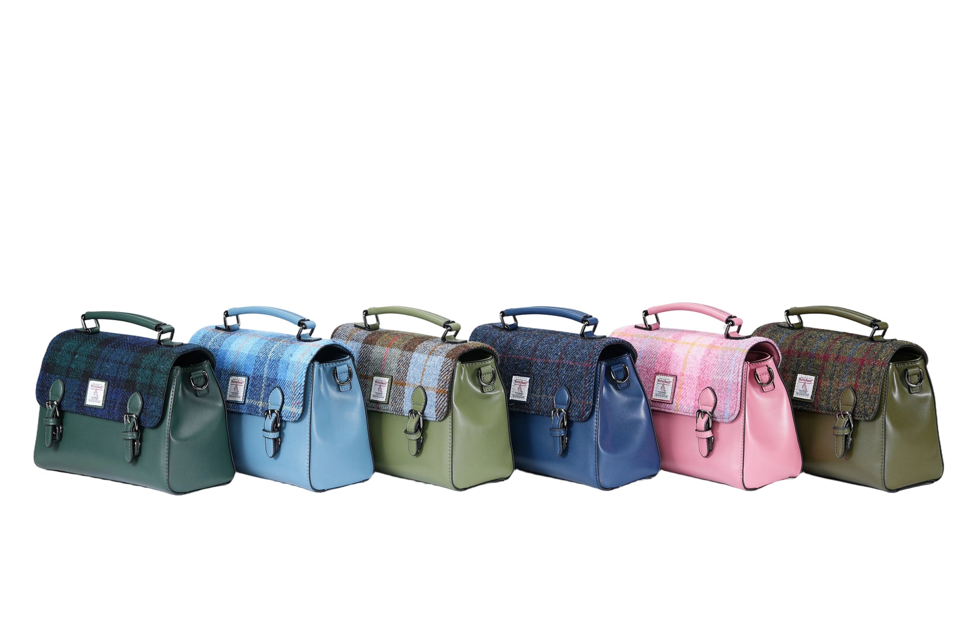 Raebury Harris Tweed Double-buckle Trapeze Satchel Bag