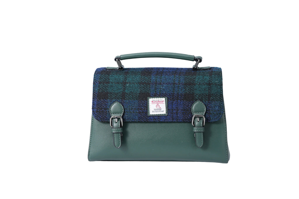 Raebury Harris Tweed Double-buckle Trapeze Satchel Bag