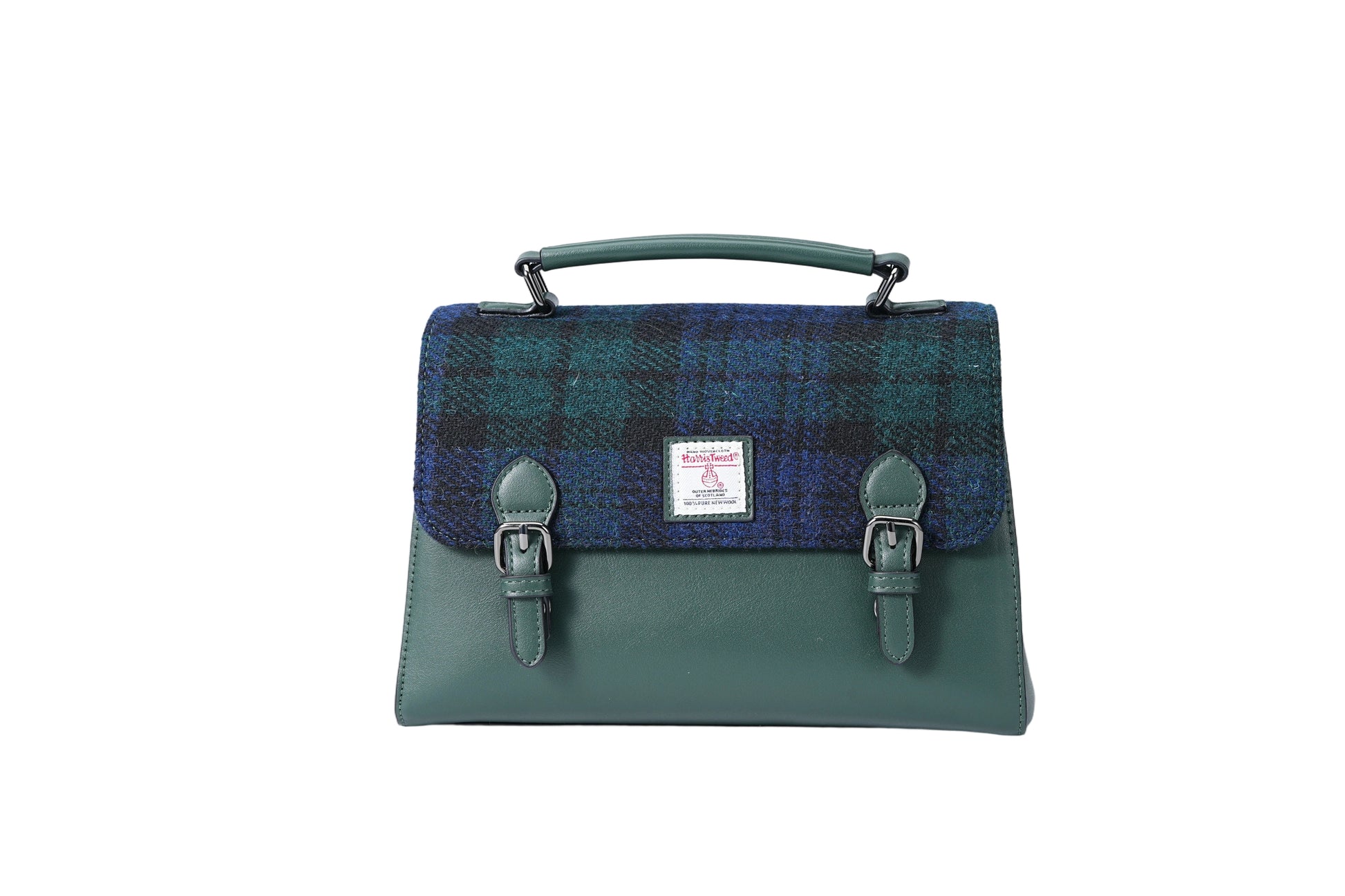 Raebury Harris Tweed Double-buckle Trapeze Satchel Bag