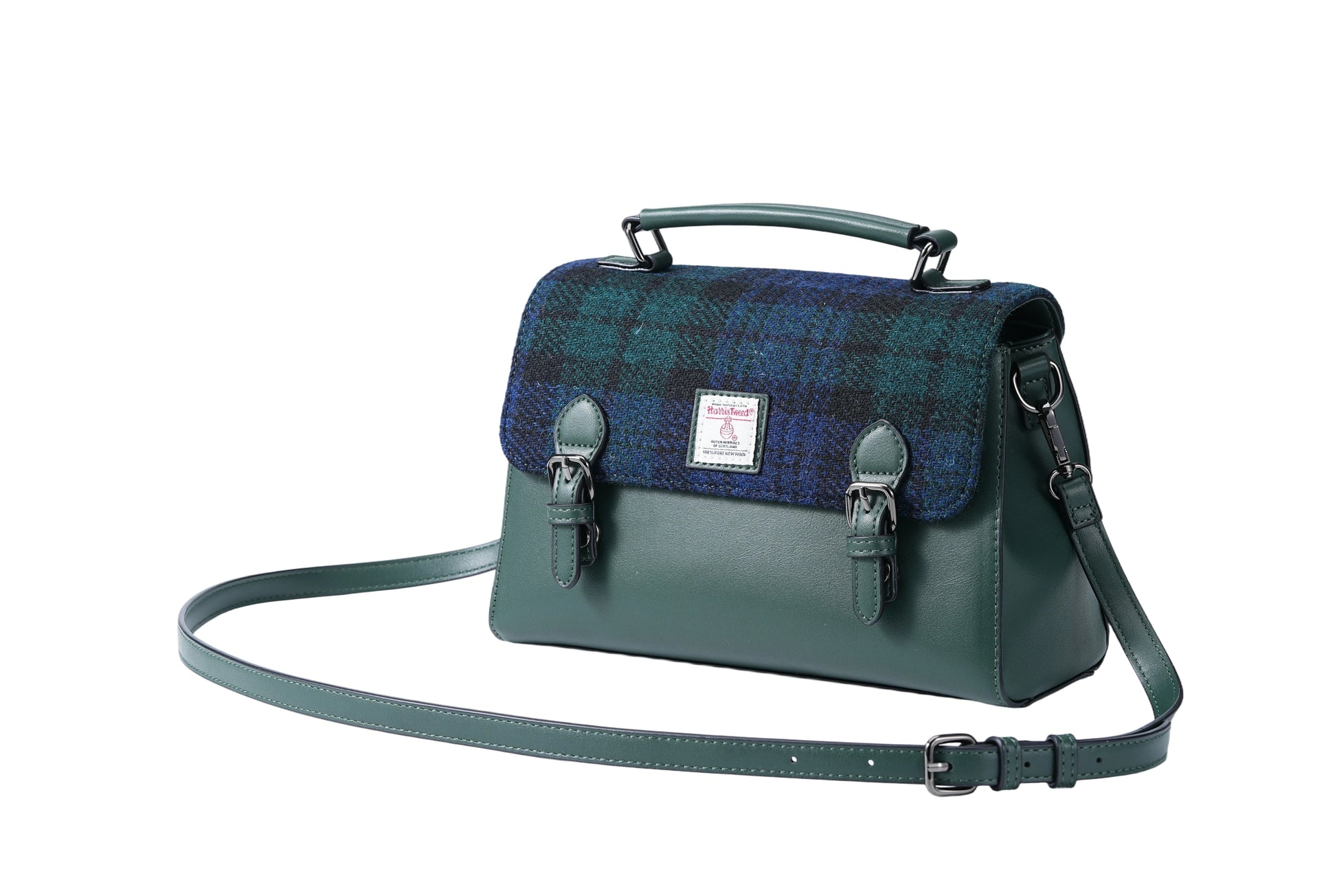 Raebury Harris Tweed Double-buckle Trapeze Satchel Bag