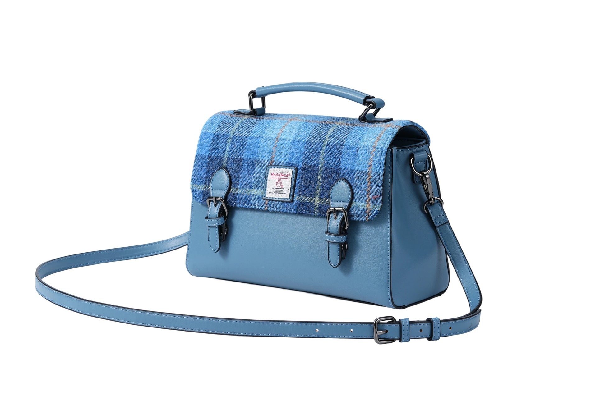 Raebury Harris Tweed Double-buckle Trapeze Satchel Bag