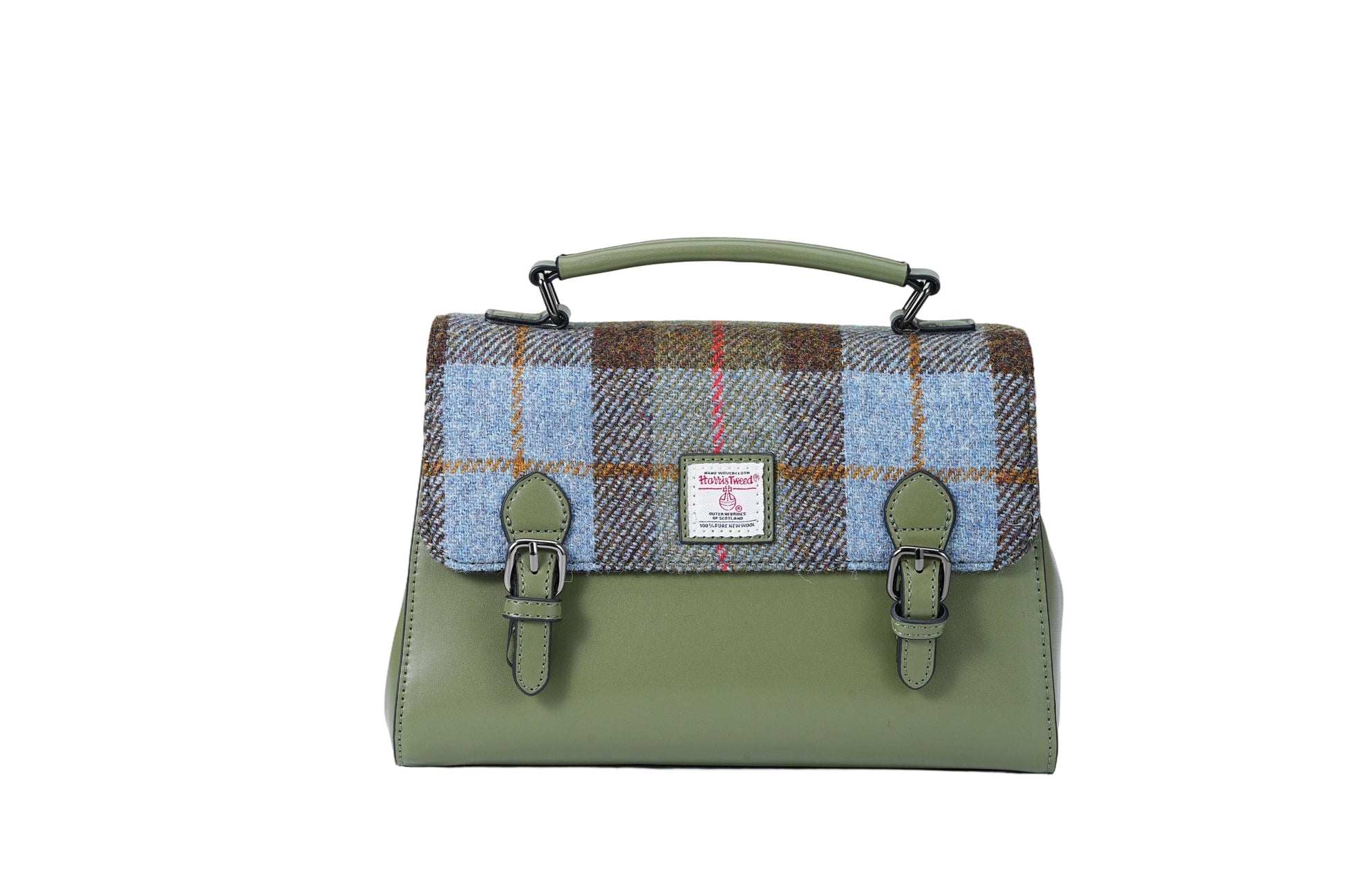 Raebury Harris Tweed Double-buckle Trapeze Satchel Bag