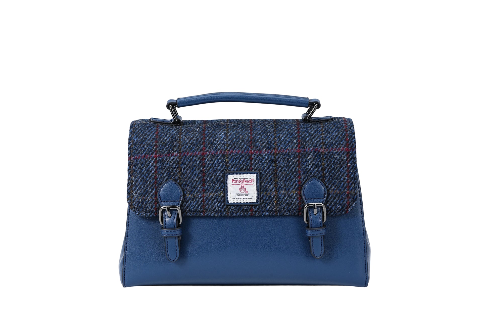 Raebury Harris Tweed Double-buckle Trapeze Satchel Bag