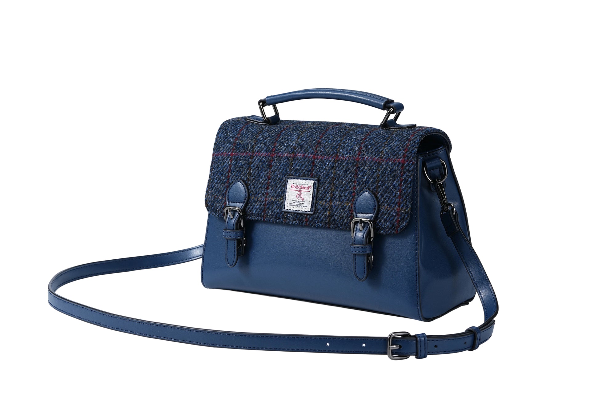 Raebury Harris Tweed Double-buckle Trapeze Satchel Bag