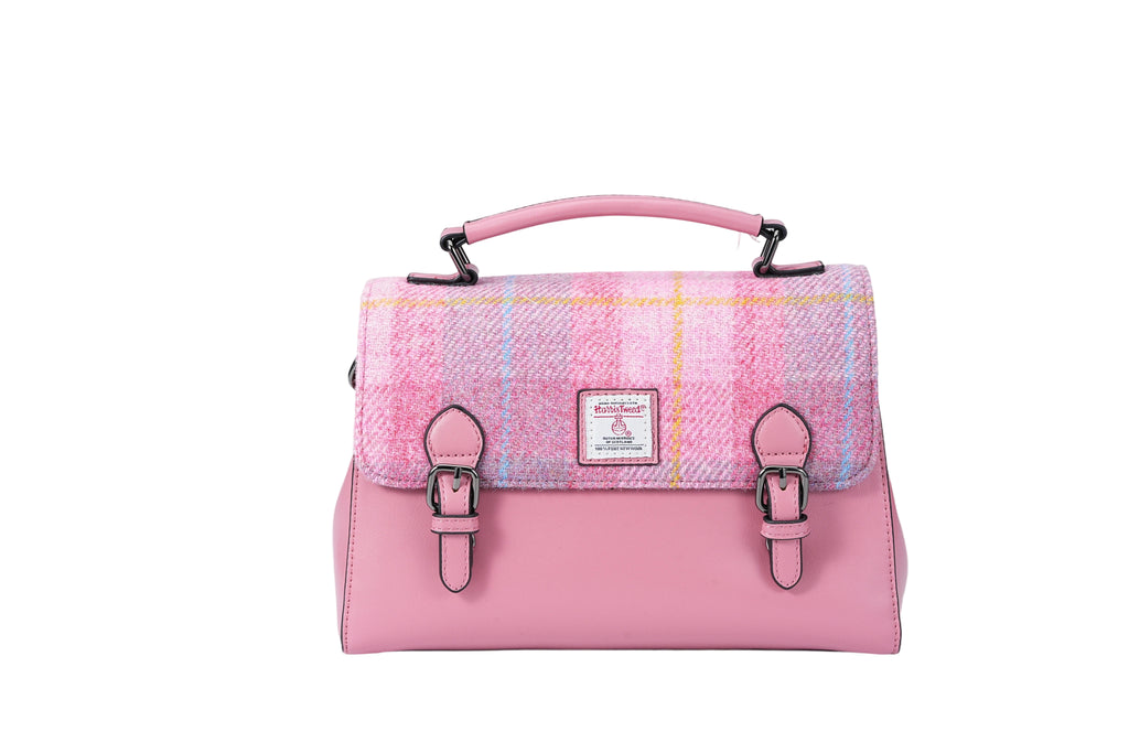 Raebury Harris Tweed Double-buckle Trapeze Satchel Bag