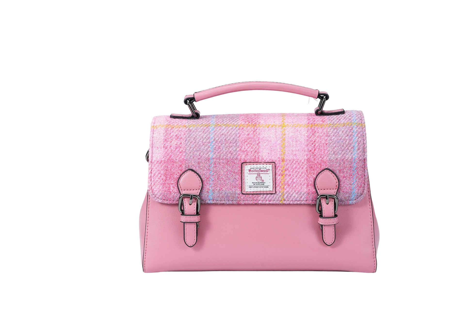 Raebury Harris Tweed Double-buckle Trapeze Satchel Bag