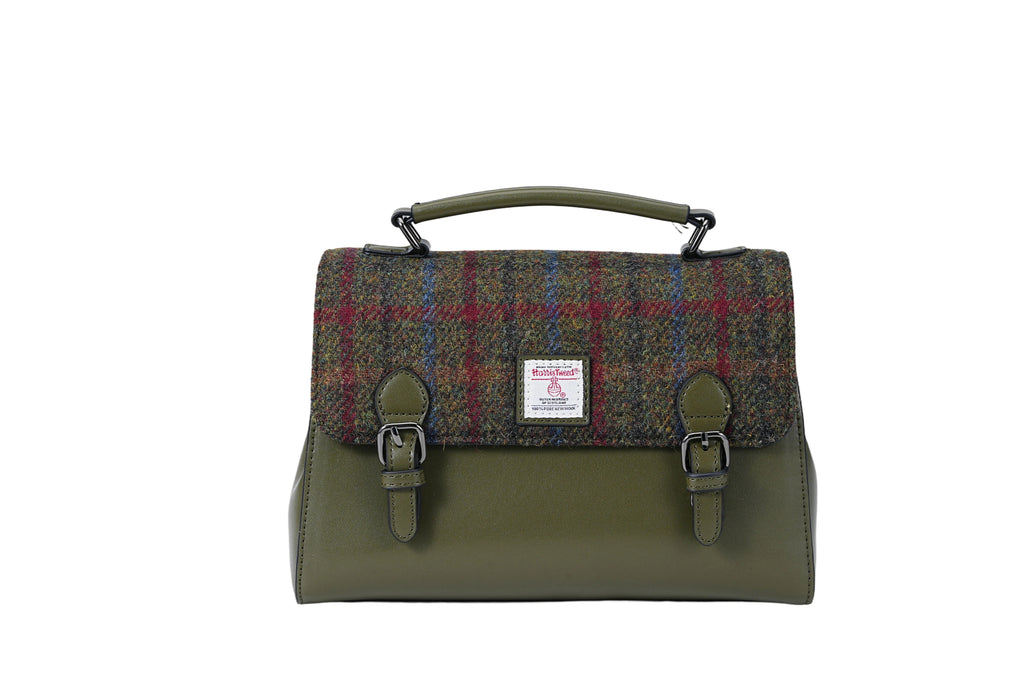 Raebury Harris Tweed Double-buckle Trapeze Satchel Bag