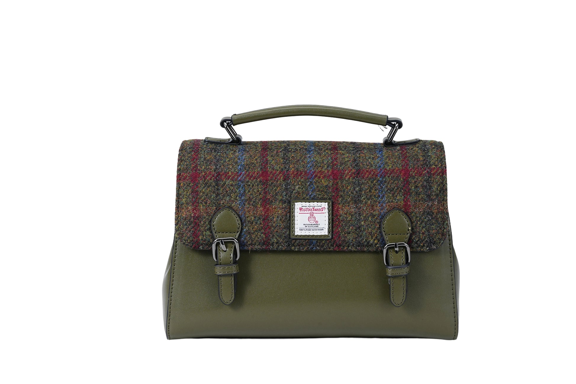 Raebury Harris Tweed Double-buckle Trapeze Satchel Bag